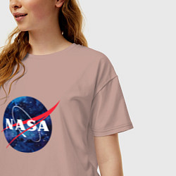 Футболка оверсайз женская NASA: Cosmic Logo, цвет: пыльно-розовый — фото 2