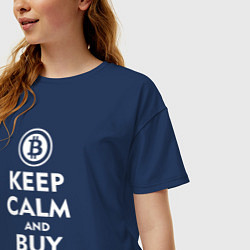 Футболка оверсайз женская Keep Calm & Buy Bitcoin, цвет: тёмно-синий — фото 2