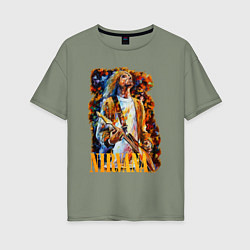 Футболка оверсайз женская Cobain Art, цвет: авокадо