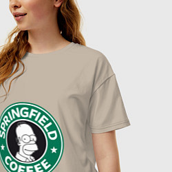 Футболка оверсайз женская Springfield Coffee, цвет: миндальный — фото 2
