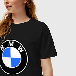Футболка оверсайз женская Logo BMW, цвет: черный — фото 2