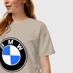 Футболка оверсайз женская Logo BMW, цвет: миндальный — фото 2