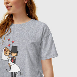 Футболка оверсайз женская Счастливая Жена, цвет: меланж — фото 2