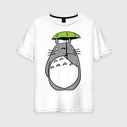 Футболка оверсайз женская Totoro с зонтом, цвет: белый