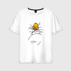 Футболка оверсайз женская Спящий Гомер, цвет: белый