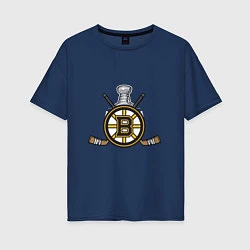 Футболка оверсайз женская Boston Bruins Hockey, цвет: тёмно-синий