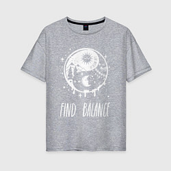 Футболка оверсайз женская Find Balance, цвет: меланж