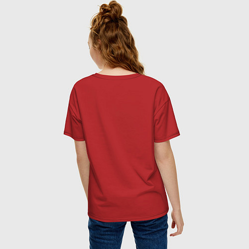 Женская футболка оверсайз Ярость медведя / Красный – фото 4