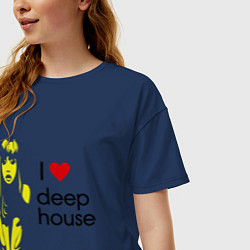 Футболка оверсайз женская I love deep house, цвет: тёмно-синий — фото 2