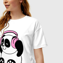 Футболка оверсайз женская Panda in headphones панда в наушниках, цвет: белый — фото 2