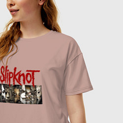 Футболка оверсайз женская Slipknot Faces, цвет: пыльно-розовый — фото 2