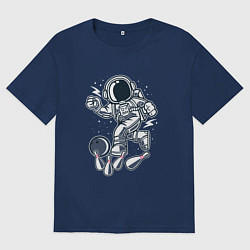 Футболка оверсайз женская Космонавт в боулинге, цвет: тёмно-синий