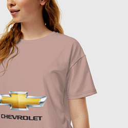 Футболка оверсайз женская Chevrolet логотип, цвет: пыльно-розовый — фото 2