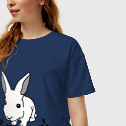 Футболка оверсайз женская Rabbit: follow me, цвет: тёмно-синий — фото 2