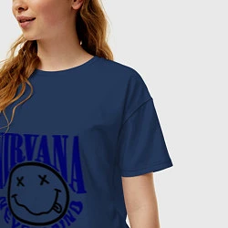 Футболка оверсайз женская Nevermind Nirvana, цвет: тёмно-синий — фото 2
