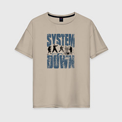 Футболка оверсайз женская System of a Down большое лого, цвет: миндальный