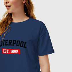 Футболка оверсайз женская FC Liverpool Est. 1892, цвет: тёмно-синий — фото 2
