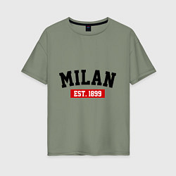 Футболка оверсайз женская FC Milan Est. 1899, цвет: авокадо