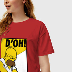 Футболка оверсайз женская Homer D'OH!, цвет: красный — фото 2