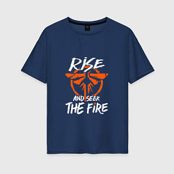 Футболка оверсайз женская Rise & Seek the Fire, цвет: тёмно-синий