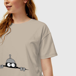 Футболка оверсайз женская Бэндер подглядывает, цвет: миндальный — фото 2