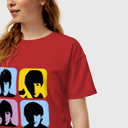 Футболка оверсайз женская The Beatles: pop-art, цвет: красный — фото 2