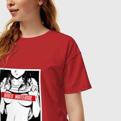 Футболка оверсайз женская Waifu Material, цвет: красный — фото 2