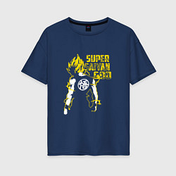 Футболка оверсайз женская Super Saiyan God: Yellow, цвет: тёмно-синий