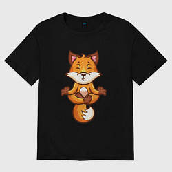 Футболка оверсайз женская Лисиная йога, цвет: черный