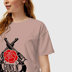 Футболка оверсайз женская Guns n Roses: guns, цвет: пыльно-розовый — фото 2