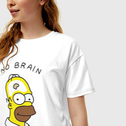 Футболка оверсайз женская No brain, No pain, цвет: белый — фото 2