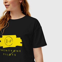 Футболка оверсайз женская 21 Top: Yellow Trench, цвет: черный — фото 2