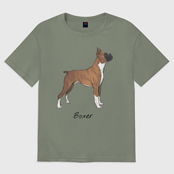 Футболка оверсайз женская Немецкий Боксер, цвет: авокадо