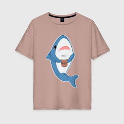 Футболка оверсайз женская Hype Shark, цвет: пыльно-розовый