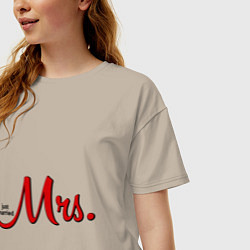 Футболка оверсайз женская Mrs: Just married, цвет: миндальный — фото 2