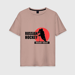 Женская футболка оверсайз Russian hockey