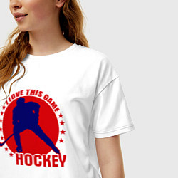 Футболка оверсайз женская I love this Hockey, цвет: белый — фото 2