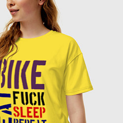 Футболка оверсайз женская Bike eat sleep repeat, цвет: желтый — фото 2