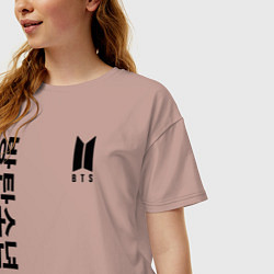 Футболка оверсайз женская BTS Korea, цвет: пыльно-розовый — фото 2