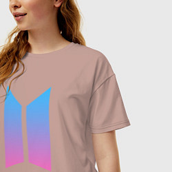 Футболка оверсайз женская BTS: Neon V, цвет: пыльно-розовый — фото 2