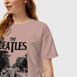 Футболка оверсайз женская The Beatles: Mono Abbey Road, цвет: пыльно-розовый — фото 2