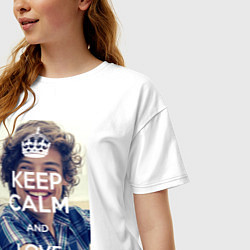 Футболка оверсайз женская Keep Calm & Love Harry Styles, цвет: белый — фото 2