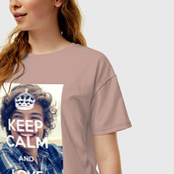 Футболка оверсайз женская Keep Calm & Love Harry Styles, цвет: пыльно-розовый — фото 2