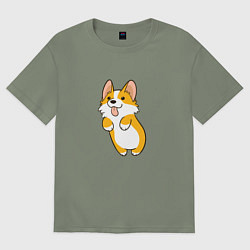 Футболка оверсайз женская Корги лапочка, цвет: авокадо