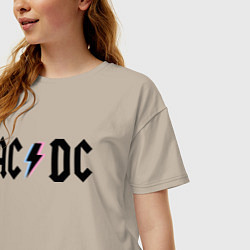Футболка оверсайз женская AC/DC, цвет: миндальный — фото 2