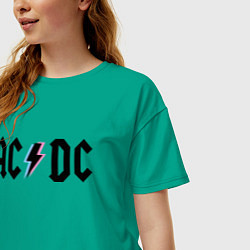 Футболка оверсайз женская AC/DC цвета зеленый — фото 2