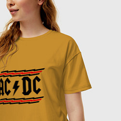 Футболка оверсайз женская AC/DC Voltage, цвет: горчичный — фото 2