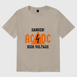 Футболка оверсайз женская AC/DC: High Voltage, цвет: миндальный