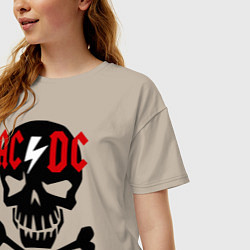 Футболка оверсайз женская AC/DC Skull, цвет: миндальный — фото 2