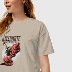 Футболка оверсайз женская Checkmate, цвет: миндальный — фото 2